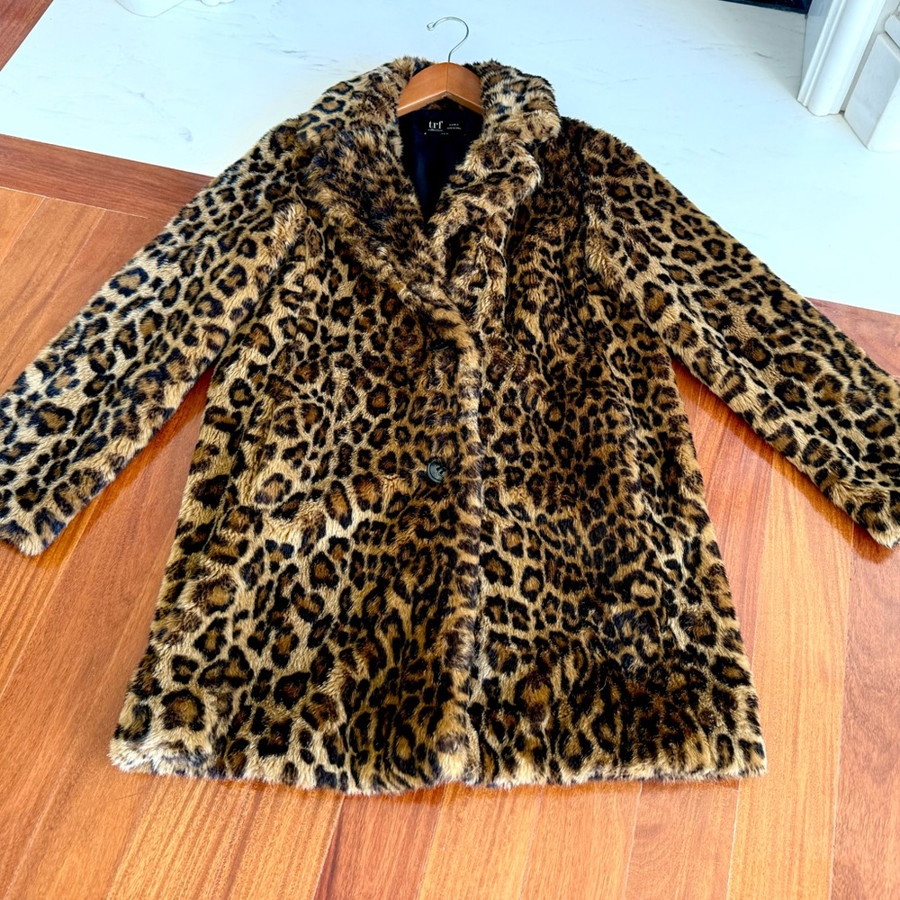 ZARA π§₯ Leopard Print Teddy Coat ANIMAL PRINT Women Jacket FAUX FUR Size XS TRF - Picture 3 of 17